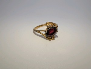 Vintage Mid-Century Oval Red Garnet 14K HGE ESPO LIND Ring, Size 5.75