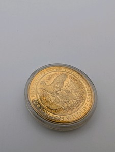 1994-1995 $5 Grand Casino collector token from the Wildlife Series, Gold-plated Brass