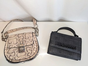 (2) Steve Madden bags, Black Quilted Logo, Snakeskin