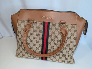 TanBrown GG Supreme pattern Logo Large Purse- Unauthenticated