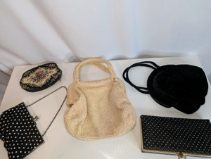 Collection of Vintage Evening Handbags (5), made in Hong Kong, hand beaded