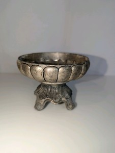 Vintage Italian Peltrato footed bowl, marked 95-100