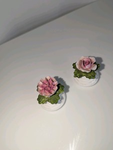 3D Floral vintage Aynsley fine bone china salt and pepper shakers made in England