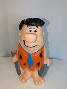 Vintage 1970s Hanna-Barbera Fred Flintstone plastic piggy coin bank