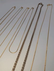 Lot of 6 Gold-Tone Vintage Chains, various styles and lengths