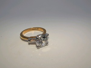 18k GE Gold Plated CZ Solitaire Ring, size 6