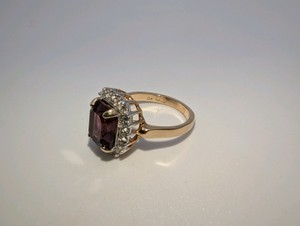 Vintage 18k Electroplated gold Austrian Crystal, Amethyst Stone Ring, Size 6.75