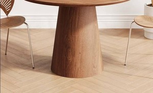 43 inch wooden circular dining table, modern minimalist round table, natural wood grain dining table -BASE ONLY