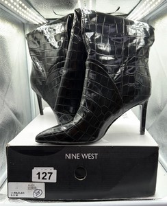 Brand New size 9 12 Womens Nine West black alligator style boots