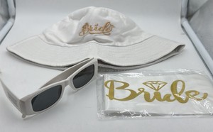 Brand New Three-piece Bride hat, banner, and sunglasses set