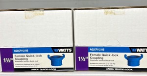 Lot of 2 Brand New boxes, Watts brand inch and a half female quick lock couplings 10 per box