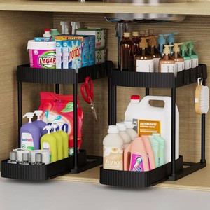 Brand New - Under SinkCabinet Organizers and Storage for Bathroom & Kitchen, Black