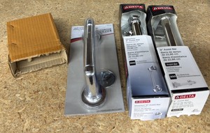 Lot of 3 Delta brand 9 inch assist bars plus chrome holder plus wood shower curtain rings
