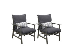 $549 Backyard Creations  Naples Nook Gray Deep Seating Rocking Patio Chair Set with Gray Cushions - 2 Pack