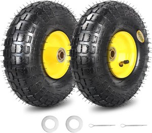 3 pack GICOOL 4.103.50-4 Rubber Tire and Wheel, with 2.25 Offset Hub, 58 Sealed Bearings, for Hand Truck Trolley Dolly Garden Wagon Wheel Replacement, Explorer Series)