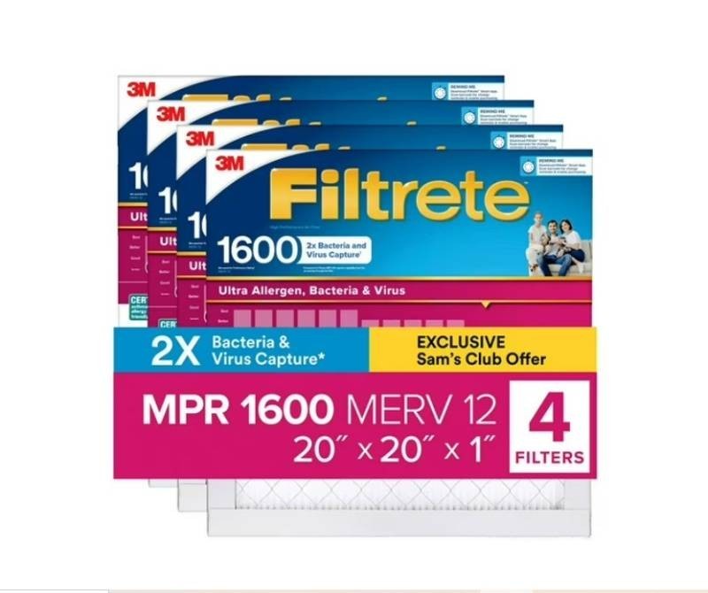 NEW 3M Filtrete Air Filters Allergen Bacteria and Virus (4 pack) - 20x20x1