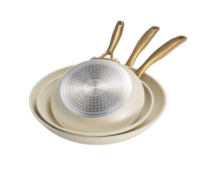 NEW Tramontina Cold Forged 8, 10, and 12 Fry Pans with Ceramic Interior - CREAM