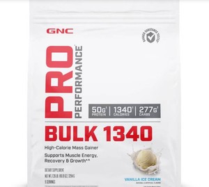 NEW GNC Pro Performance� - Bulk 1340 Mass Gainer Protein Powder - 7 lbs, 9 Servings, Vanilla Ice Cream BB 0627