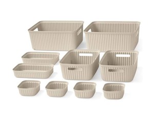 NEW Members Mark 10-piece Fluted Organizing Bin Set - Almond