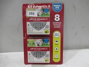 NEW K9 Advantix II Monthly Flea & Tick Prevention for Medium Size 11-20lbs Dogs - 8 Monthly Doses