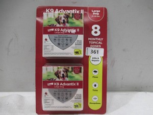 NEW K9 Advantix II Monthly Flea & Tick Prevention for Large 21-55lbs Dogs - 8 Monthly Doses