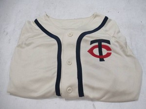 NEW MLB CSA Minnesota Twins Move Up Team Short Sleeve Full Button Adult Jersey - CREAM - XXL