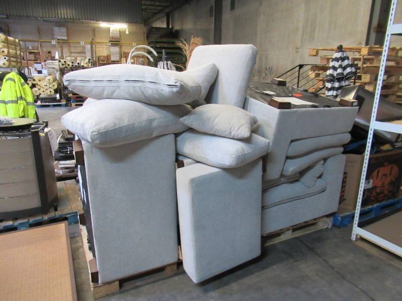 Thomasville Lowell 5-piece Modular Cloth Sectional - Light BeigeGray - Dirty, Bad Zipper on Pillow