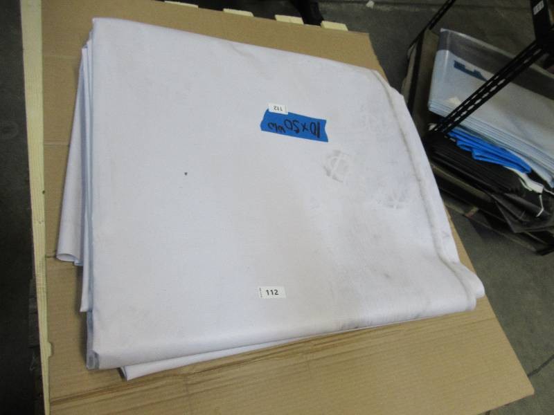 NEW Vinyl Tarp Remnant - 10 x 50  White  White Vinyl tarp - 15 oz. Midweight Duty
