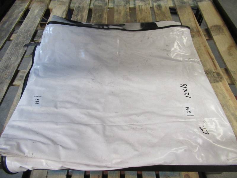 12 x 16 18 oz. Black Vinyl Tarp w Advertisement  Reused Billboard  15 mil Heavyweight Duty - A Grade