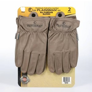 NEW Plainsman Premium Cabretta Cashew Leather Gloves, 2 Pairs, Large