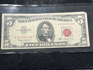1963 US RED SEAL $5 BILL