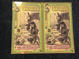 2 FLORIDA GOLDBACKS 12000TH TROY OZ 24K GOLD EACH