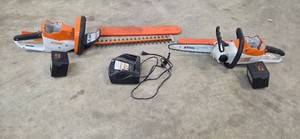 Stihl 36V Electric Chainsaw, Hedge Clippers and charger