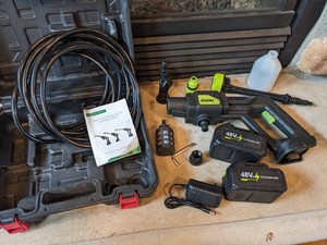 48 VOLT BATTERY POWERED POWER WASHER WITH 6-IN-1 NOZZLE, FOAM CANNON 2 BATTERIES