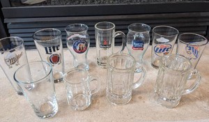 COLLECTION OF 10 VINTAGE, STURDY BEER MUGS & GLASSES
