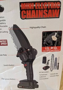 NEW OPEN BOX CORDLESS 21 VOLT 6-INCH MINI CHAINSAW