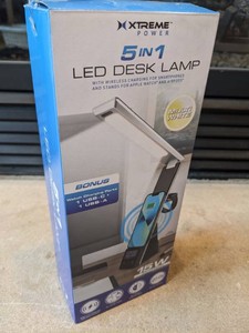 NEW OPEN BOX 5-in-1 LED DESK LAMP WITH WIRED & WIRELESS PHONE & APPLE WATCH CHARGING