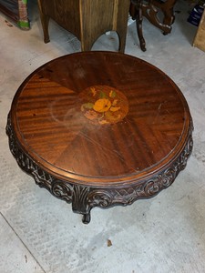 antique wood inlay table