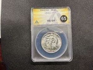 1945-D Silver Walking Liberty Half Dollar ANACS MS64 - Greysheet value for an MS64 is $66