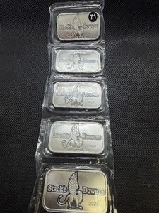 Five 2023 1 Oz. Stacks & Bowers Silver Bars
