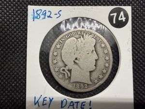 Key Date 1892-S Silver Barber Half Dollar -  Greysheet value for a G4 is $240