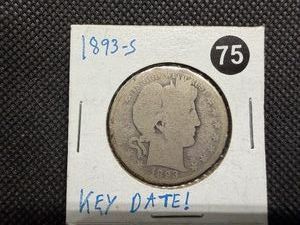 Key Date 1893-S Silver Barber Half Dollar -  Greysheet value for a G4 is $120