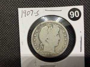 1907-S Silver Barber Half Dollar