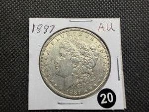 1887 Morgan Silver Dollar  Marked AU When Purchased