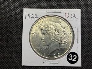 1922 Peace Silver Dollar Marked BU When Purchased