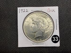 1922 Peace Silver Dollar Marked BU When Purchased