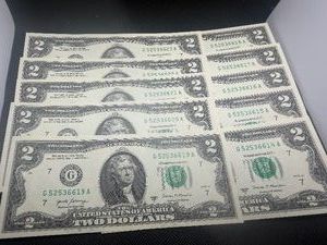 Ten Sequential $2 Bills