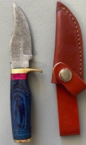 Brand New Damascus Knife with Leather Sheath 6.5 Overall Length