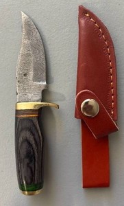 Brand New Damascus Knife with Leather Sheath 6.5 Overall Length