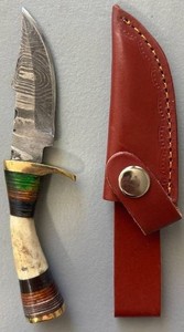 Brand New Damascus Knife with Antler Handle 6 Overall Length